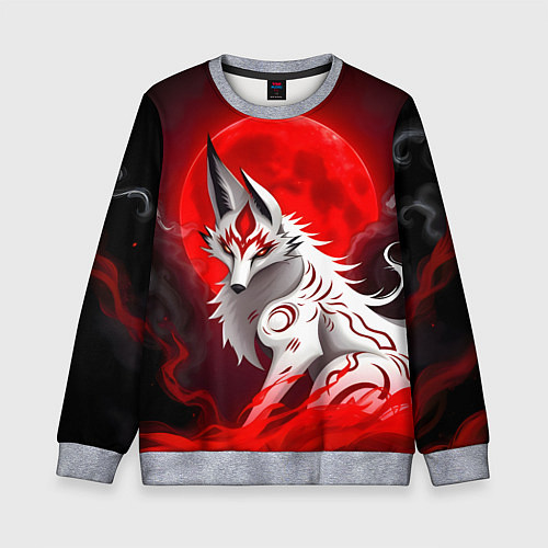 Детский свитшот Японская белая лиса / 3D-Меланж – фото 1