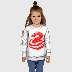Свитшот детский Red japan serpent, цвет: 3D-белый — фото 2