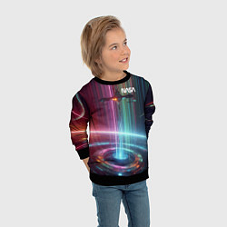 Свитшот детский Spaceship in the neon cosmos - nasa, цвет: 3D-черный — фото 2