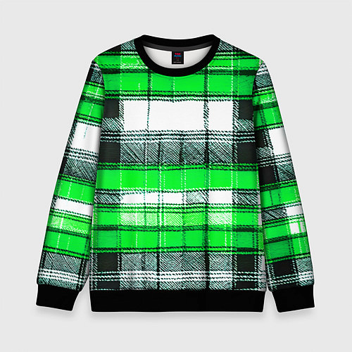 Детский свитшот Чёрные полосы на зелёном-белом фоне / 3D-Черный – фото 1