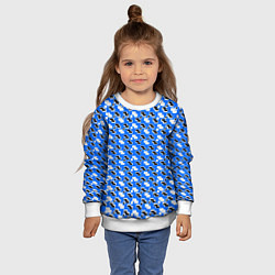 Свитшот детский Чёрно-белые фигуры на синем фоне, цвет: 3D-белый — фото 2
