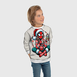 Свитшот детский Новогодняя женщина-паук с горячим шоколадом, цвет: 3D-белый — фото 2