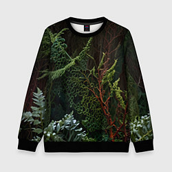 Свитшот детский Объемные растения в лесу, цвет: 3D-черный