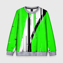 Детский свитшот Black and white vertical stripes on a green backgr