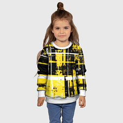 Свитшот детский Жёлто-белый гранж на чёрном фоне, цвет: 3D-белый — фото 2