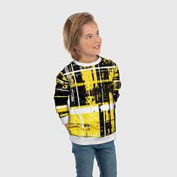 Свитшот детский Жёлто-белый гранж на чёрном фоне, цвет: 3D-белый — фото 2