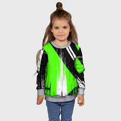 Свитшот детский Вертикальные чёрные линии на зелёно-белом фоне, цвет: 3D-меланж — фото 2