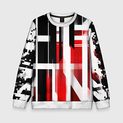 Свитшот детский Чёрно-красные вертикальные и горизонтальные полосы, цвет: 3D-белый
