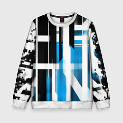 Свитшот детский Чёрно-синие вертикальные и горизонтальные полосы н, цвет: 3D-белый