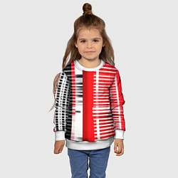 Свитшот детский Белые полосы на чёрно-красном фоне, цвет: 3D-белый — фото 2
