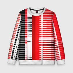 Свитшот детский Белые полосы на чёрно-красном фоне, цвет: 3D-белый