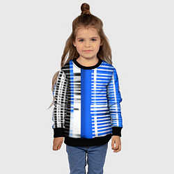 Свитшот детский White stripes on a black and blue background, цвет: 3D-черный — фото 2