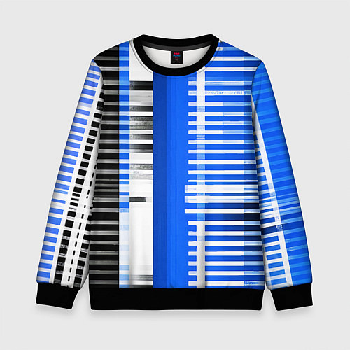 Детский свитшот White stripes on a black and blue background / 3D-Черный – фото 1