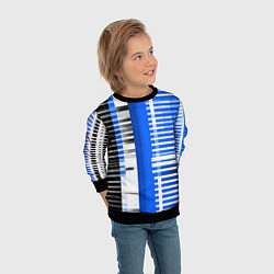 Свитшот детский White stripes on a black and blue background, цвет: 3D-черный — фото 2