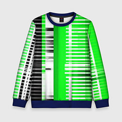 Свитшот детский Белые полосы на зелёно-чёрном фоне, цвет: 3D-синий