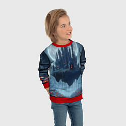 Свитшот детский Замок Дракулы и неоновые грибы - нейроарт фантазия, цвет: 3D-красный — фото 2