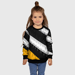 Свитшот детский Диагональные чёрно-белые полосы на жёлтом фоне, цвет: 3D-черный — фото 2