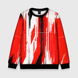 Свитшот детский Вертикальные чёрно-белые линии на красном фоне, цвет: 3D-черный