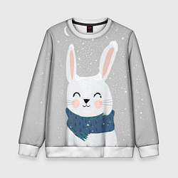 Свитшот детский Милый снежный кролик, цвет: 3D-белый
