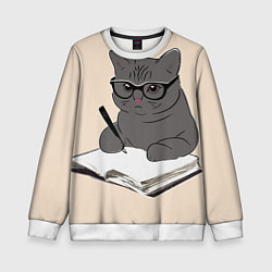 Свитшот детский Психолог кот, цвет: 3D-белый