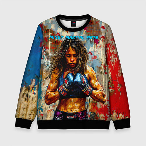 Детский свитшот Девочка миксфайтер / 3D-Черный – фото 1
