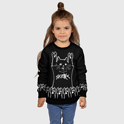 Свитшот детский Skrillex: cat rock, цвет: 3D-черный — фото 2