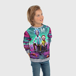 Свитшот детский Рик и Морту на сказочной грибной планете - нейроар, цвет: 3D-меланж — фото 2