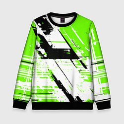 Детский свитшот Diagonal black and green stripes on a white backgr