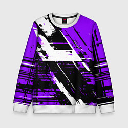 Свитшот детский Diagonal black and white stripes on a purple backg, цвет: 3D-белый