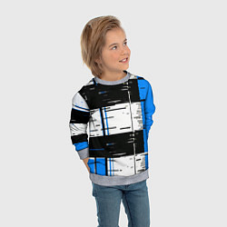 Свитшот детский Синие и чёрные полосы на белом фоне, цвет: 3D-меланж — фото 2