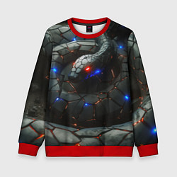 Свитшот детский Змея в стиле киберпанк, цвет: 3D-красный