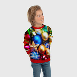 Свитшот детский Новогодние украшения, цвет: 3D-красный — фото 2