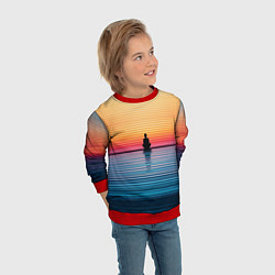 Свитшот детский Медитация на закате, цвет: 3D-красный — фото 2