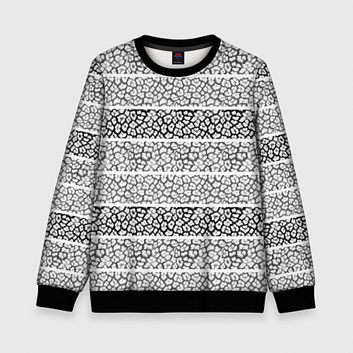 Детский свитшот Полосатый узор с черно белым тигровым рисунком / 3D-Черный – фото 1