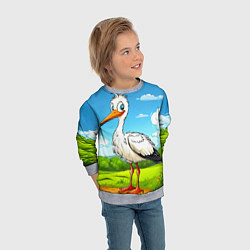Свитшот детский Аист в поле, цвет: 3D-меланж — фото 2