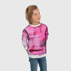 Свитшот детский Чёрные пятна на розовом фоне абстракция, цвет: 3D-белый — фото 2