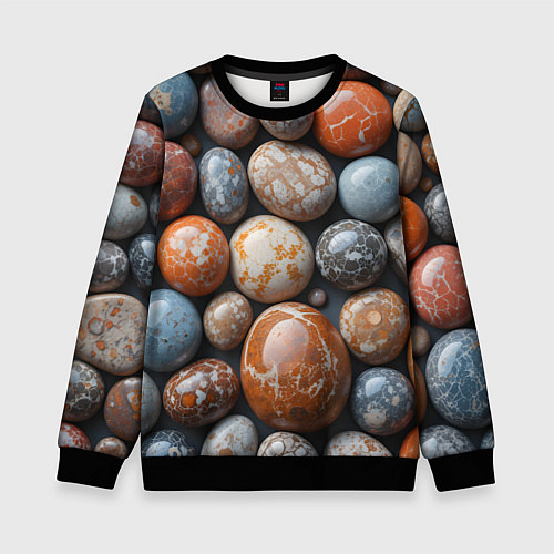 Детский свитшот Мокрые камушки / 3D-Черный – фото 1