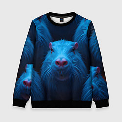 Свитшот детский Синие капибары, цвет: 3D-черный