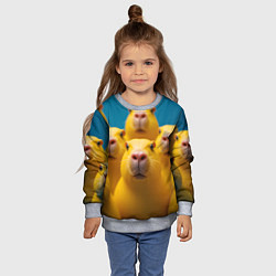 Свитшот детский Желтые капибары, цвет: 3D-меланж — фото 2