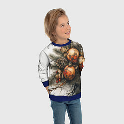 Свитшот детский Новогодние игрушки и шишки, цвет: 3D-синий — фото 2