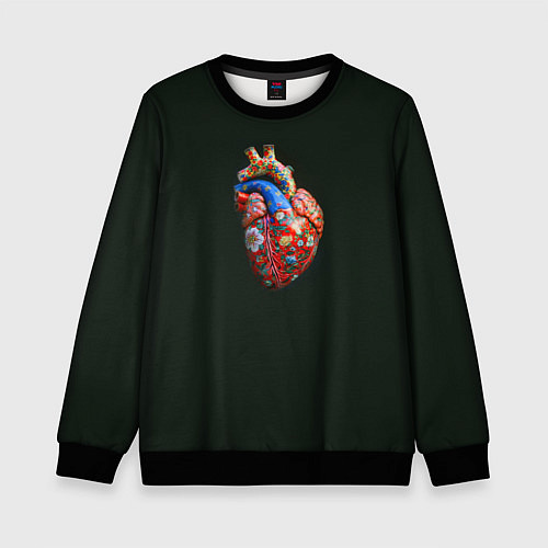 Детский свитшот Керамическое сердце с росписью / 3D-Черный – фото 1