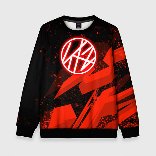 Детский свитшот Stray kids - красная абстракция / 3D-Черный – фото 1