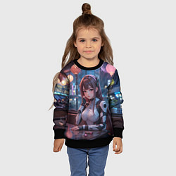 Свитшот детский Аниме кибер девочка, цвет: 3D-черный — фото 2