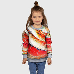 Свитшот детский Красно-белая волнистая абстракция, цвет: 3D-меланж — фото 2