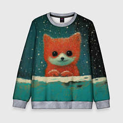 Свитшот детский Новогодняя рыжая лисичка, цвет: 3D-меланж