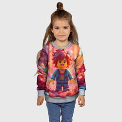 Свитшот детский Роблокс человечек с красными волосами, цвет: 3D-меланж — фото 2