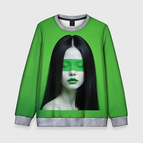 Детский свитшот Pop art девушка на зеленом фоне / 3D-Меланж – фото 1