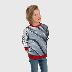 Свитшот детский Полированный металл серебряный, цвет: 3D-красный — фото 2