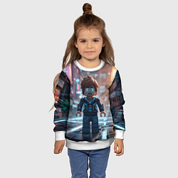 Свитшот детский Roblox испуганный человечек, цвет: 3D-белый — фото 2