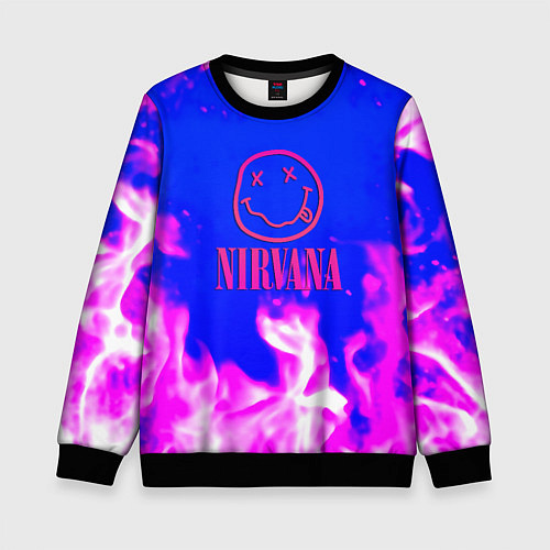 Детский свитшот Nirvana neon flame / 3D-Черный – фото 1